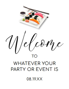 SushiNightWelcome8x11: DIY Template Sushi Theme Party Invitations Printable Bundle Customizable Sushi Theme Party Unique Dinner Party Invite Edit online with Corjl