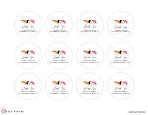 SushiNightRoundTags: Sushi Night Favor Tag, Sushi Round Gift Tag, Editable Gift Labels, Printable Favor Tag, Sushi Gift Tag, Corjl Template, Japanese Food Themed
