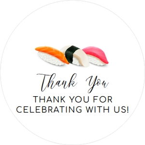 SushiNightRoundTags2: Sushi Night Favor Tag, Sushi Round Gift Tag, Editable Gift Labels, Printable Favor Tag, Sushi Gift Tag, Corjl Template, Japanese Food Themed