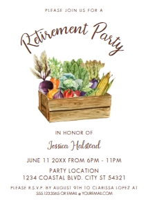 Vegetable Garden Invitation, Editable Retirement Party Invitation, Veggie Garden Invitation, Printable Retirement Invitation, Corjl Template design preview