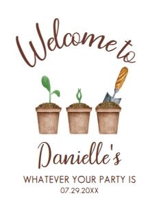 Editable Garden Welcome Sign, Instant Download, Garden Themed Welcome Signs, Gardening Party Sign, Corjl Sign Template, Printable Party Sign design preview