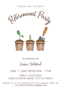 Editable Retirement Party Invitation, Garden Party Invite, Printable Retirement Invitation, Gardening Themed Invitation, Corjl Template, design preview