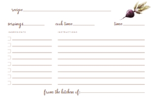 GardenRetireRecCards1: Gardening Themed Recipe Card, Recipe Card, Corjl Template, Instant Download, Printable Recipe Card, Garden Recipe Card, Corjl Template