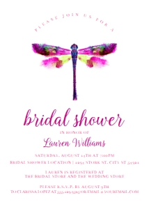 PinkDragonflyInvite5x7: Dragonfly Bridal Shower Invite Bundle, Printable Invitation Kit, Editable Invitation Set, Corjl Template Invitation, Dragonfly Invitations