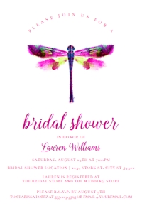 PinkDragonflyInvite4x6: Dragonfly Bridal Shower Invite Bundle, Printable Invitation Kit, Editable Invitation Set, Corjl Template Invitation, Dragonfly Invitations