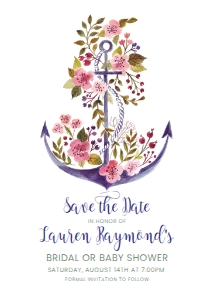 Editable Baby Shower Invitation Kit Nautical Themed Baby Shower Invitation Bundle Floral Nautical Invite Set Baby Shower Corjl Template design preview