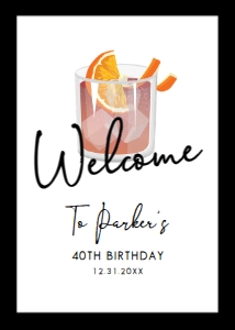 Minimalist Welcome Signs, Black and White Sign, Printable Sign, Instant Download, Dinner Party Signs, Cocktail Welcome Sign, Corjl Template design preview