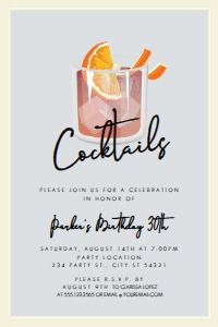 NegroniInviteGrey4x6: Minimalist Cocktail Party Invitations, Housewarming Party Invitations, Corjl Invitations, Cocktail Party Invites, Party Invitations For Men