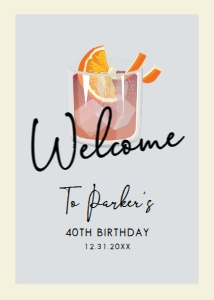 Minimalist Welcome Signs, Grey and White Sign, Printable Sign, Instant Download, Dinner Party Signs, Cocktail Welcome Sign, Corjl Template design preview