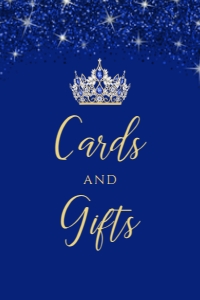 RoyalBlueGoldCardsGifts4x6: Gold and Blue Glitter Cards and Gift Signs, Editable Party Sign, Instant Download, Blue Glitter Signs, Printable Party Sign, Corjl Template