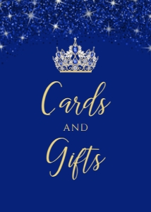 RoyalBlueGoldCardsGiftsSign: Gold and Blue Glitter Cards and Gift Signs, Editable Party Sign, Instant Download, Blue Glitter Signs, Printable Party Sign, Corjl Template