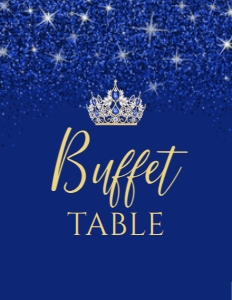 Gold and Blue Glitter Party Signs, Editable Custom Food Label, Instant Download, Glitter Food Signs, Printable Party Sign, Corjl Template design preview