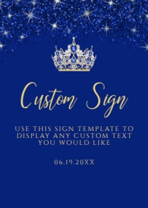 Gold and Blue Glitter Party Signs, Editable Custom Sign, Instant Download, Gold Glitter Welcome Signs, Printable Party Sign, Corjl Template design preview
