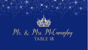 Gold and Blue Glitter Escort Cards, Blue and Gold Name Place Cards, Corjl Template, Printable Place Card, Seating Cards, Name Card Template design preview
