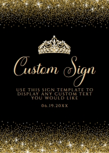 Editable Elegant Black and Gold Princess Sweet 16 Printable Invitation Bundle Customizable Corjl Template Glam Sweet Sixteen DIY design preview