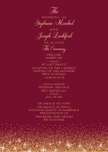 Burgundy and Gold Glitter Wedding Program, Gold Glam Wedding Program, Editable Program, Instant Download, Printable Program, Corjl Template design preview