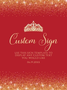 Red and Gold Glitter Welcome Sign, Sweet Sixteen, Printable Party Sign, Instant Download, Quinceanera Sign Corjl Template, Red Princess Sign design preview