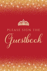 Red and Gold Guestbook Table Sign, Printable Table Sign, Printable Sign, Instant download, Corjl Party Sign, Editable Sign, Decorations design preview