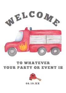 FiremanWelcome5x7: Firetruck Welcome Signs, Fire Printable Signs, Custom Firefighter Welcome Sign, Fireman Welcome Sign, Instant download, Corjl Sign Template