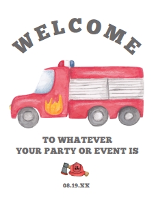 FiremanWelcome18x24: Firetruck Welcome Signs, Fire Printable Signs, Custom Firefighter Welcome Sign, Fireman Welcome Sign, Instant download, Corjl Sign Template