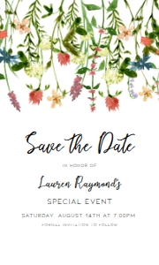 BotanicalFloralSavetheDate5x3: Wildflower Baby Shower Invitation Bundle, Printable Baby Shower Invitation and Games, Baby Shower Decorations Set, Corjl Template