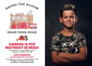 FiremanPhotoInvite2: Fireman Birthday Photo Invitations, Firefighter Party Invite, Fireman Photo Invite, Printable Corjl Invites, Firetruck Birthday Invitations