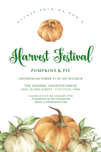 PumpkinHalloweenPattern4x62: Fall Festival Invitations, Editable Halloween Invitations, Fall Harvest Invitations, Editable Invitation Template, Pumpkin Festival Template
