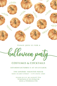 Pumpkin Halloween Invitations, Halloween Invitation, Halloween Birthday Invitations, Editable Invitation Template, Pumpkin Themed Invitation design preview