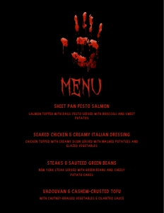 Editable Dinner Menu, Bloody Halloween Menu, Halloween Food Menu, Custom Dinner Menus, Instant Download, Creepy Food Menus, Corjl Template design preview
