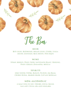 PumpkinHalloweenDrinkMenu8x11: Editable Pumpkin Invitation Set, Harvest Festival Invitation Kit, Halloween Invitation Kit, Fall Festival Invitation Bundle, Corjl Template