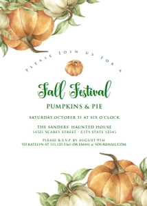 Harvest Festival Invitation, Editable Halloween Invitations, Fall Themed Invitation, Editable Invitation Template, Pumpkin Festival Template design preview