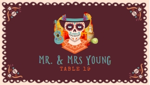 Digital Download Escort Cards, Day of the Dead Place Card, Place Card Template, Corjl Template, Printable Place Card, Halloween Name Cards design preview