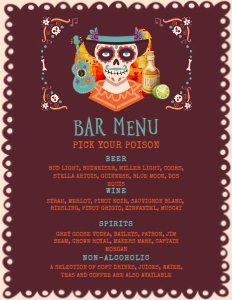 Dayofthedeadbarmenu8x11: Día de los Muertos Invitation Bundle, Editable Day of the Dead Invitation Set, Halloween Invitation Kit, Invitation Bundle, Corjl Template