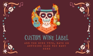 DayoftheDeadWineLabel5x3: Día de los Muertos Invitation Bundle, Editable Day of the Dead Invitation Set, Halloween Invitation Kit, Invitation Bundle, Corjl Template