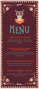 DayoftheDeadDinnermenu4x9: Día de los Muertos Invitation Bundle, Editable Day of the Dead Invitation Set, Halloween Invitation Kit, Invitation Bundle, Corjl Template