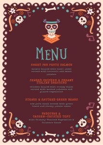DayoftheDeadDinnerMenu5x7: Día de los Muertos Invitation Bundle, Editable Day of the Dead Invitation Set, Halloween Invitation Kit, Invitation Bundle, Corjl Template