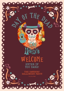 DayoftheDeadWelcome5x7: Día de los Muertos Invitation Bundle, Editable Day of the Dead Invitation Set, Halloween Invitation Kit, Invitation Bundle, Corjl Template