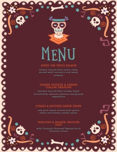 DayoftheDeadDinnerMenu: Día de los Muertos Invitation Bundle, Editable Day of the Dead Invitation Set, Halloween Invitation Kit, Invitation Bundle, Corjl Template