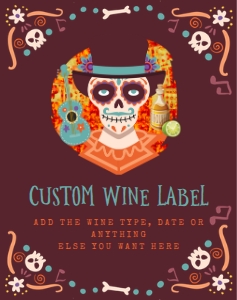 DayoftheDeadWineLabel3.75x4.75: Día de los Muertos Invitation Bundle, Editable Day of the Dead Invitation Set, Halloween Invitation Kit, Invitation Bundle, Corjl Template