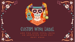 DayoftheDeadWineLabel3x2: Día de los Muertos Invitation Bundle, Editable Day of the Dead Invitation Set, Halloween Invitation Kit, Invitation Bundle, Corjl Template