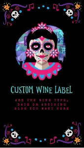 Day of the dead Drink Wine Label, Sugar Skull Halloween Wine Labels, Custom Wine Labels, Digital Wine Labels, Halloween Wine Label, Corjl design preview