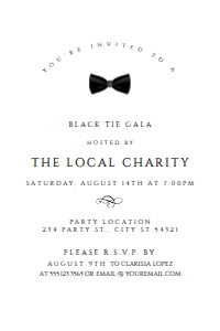 BlackTieTuxInvite4x6: Black Tie Party Invitations, Gala Invitations, Black and White Party, Black Tie Printable, Printable Invitations, Black Tie Event Invitation