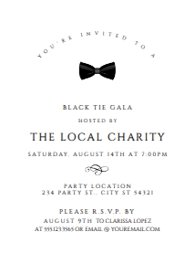 BlackTieTuxInvite5x7: Black Tie Party Invitations, Gala Invitations, Black and White Party, Black Tie Printable, Printable Invitations, Black Tie Event Invitation
