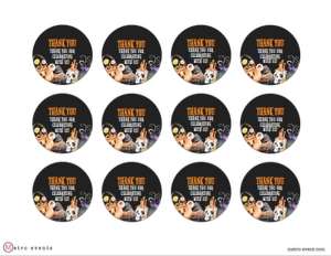 Printable Thank You Tags, Halloween Party Cupcake Toppers, Fall Gift Tags, Editable Favor Tags, Corjl Template, Halloween Themed Favor Tags design preview