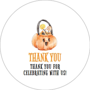 Pumpkin Halloween Printable Thank You Tags, Halloween Cupcake Toppers, Editable Favor Tags, Corjl Template, Halloween Birthday Treat Tags design preview