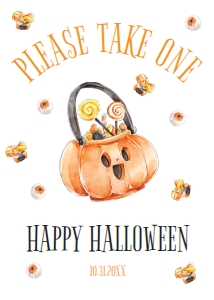HalloweenKidsTrickorTreatSign5x7: Little Pumpkin Halloween Welcome Signs, Pumpkin Halloween Signs, Cute Pumpkin Signs, Halloween Party Signs, Printable Halloween Party Signs