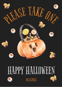 HalloweenKidsTrickorTreatSign5x7BLK: Cute Pumpkin Signs, Little Pumpkin Halloween Welcome Signs, Pumpkin Halloween Signs, Party Signs, Halloween Signs, Printable Party Signs