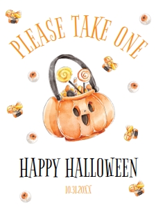 HalloweenKIdsTrickorTreat18x24: Little Pumpkin Halloween Welcome Signs, Pumpkin Halloween Signs, Cute Pumpkin Signs, Halloween Party Signs, Printable Halloween Party Signs