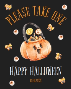 HalloweenKidsTrickorTreatSign16x20BLK: Cute Pumpkin Signs, Little Pumpkin Halloween Welcome Signs, Pumpkin Halloween Signs, Party Signs, Halloween Signs, Printable Party Signs