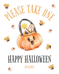 HalloweenKidsTrickorTreatSign16x20: Little Pumpkin Halloween Welcome Signs, Pumpkin Halloween Signs, Cute Pumpkin Signs, Halloween Party Signs, Printable Halloween Party Signs